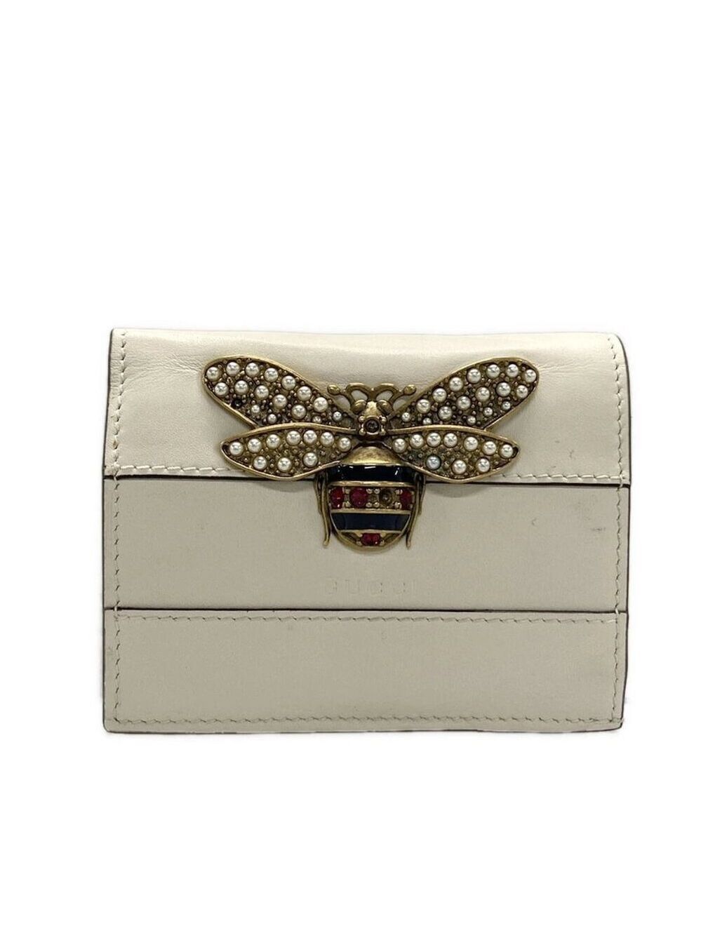 GUCCI Queen Margaret Cream Leather - Bifold Wallet 497-051525